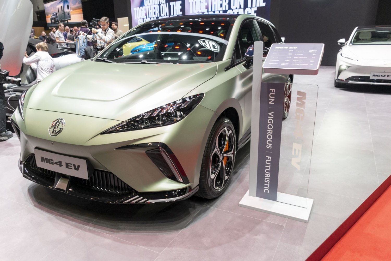 Front fascia and alloy wheels of a modern electric hatchback
