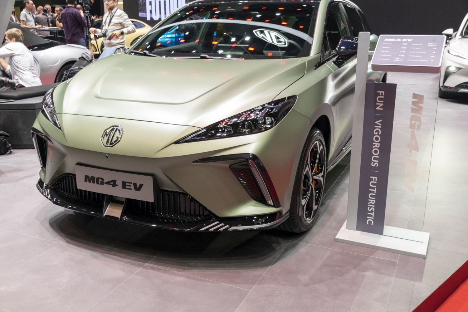 Front view with sharp headlights and aerodynamic bumper design
