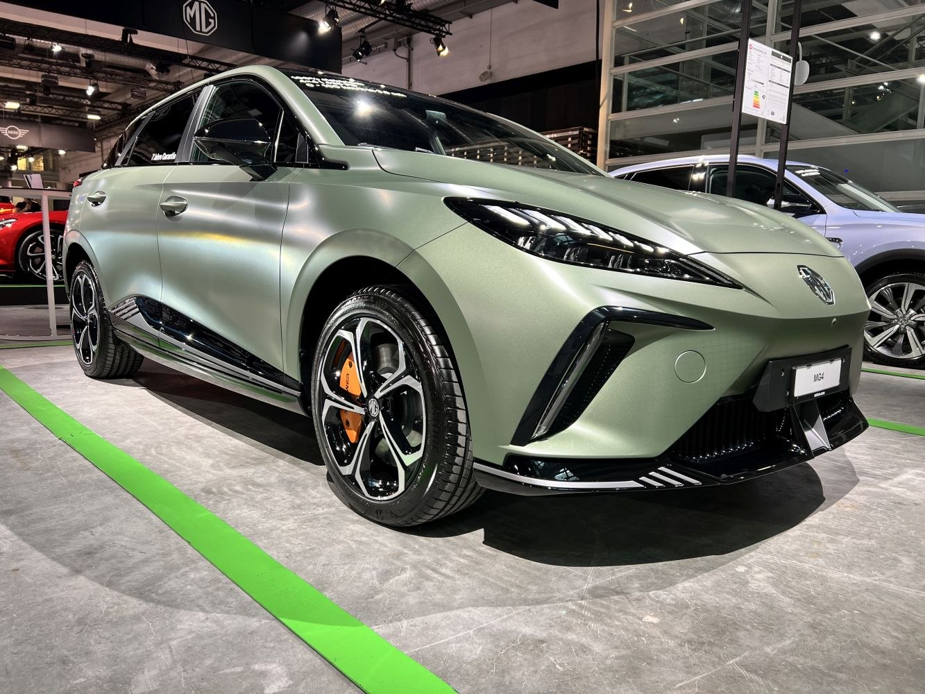 Front design with sleek headlights and stylish alloy wheels