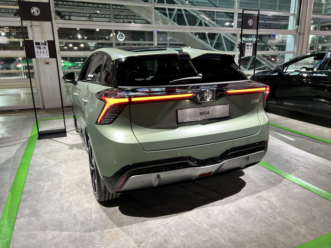 Rear view with LED tail lights and modern aerodynamic rear design