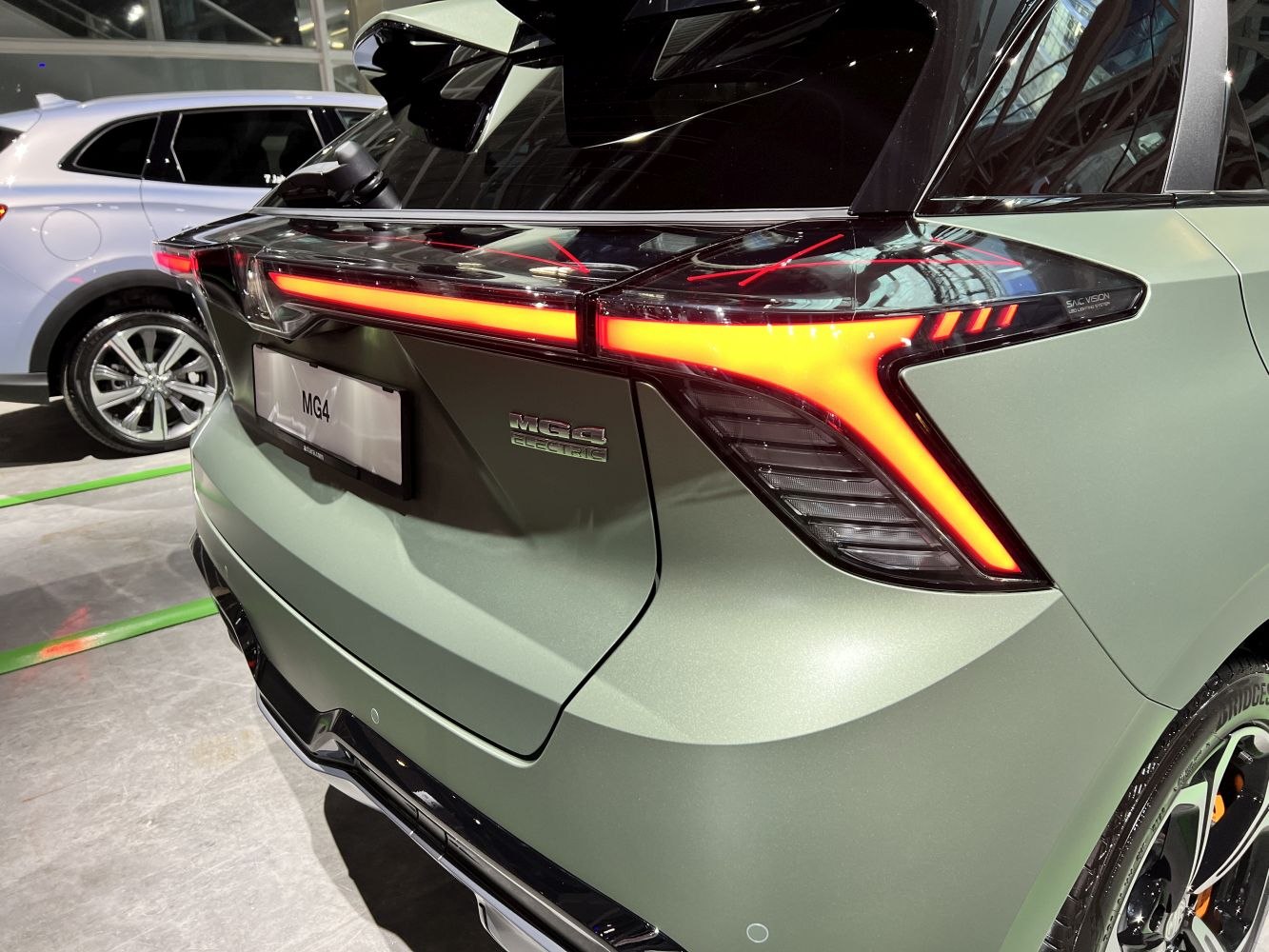Rear LED lights and hatchback design with sleek styling