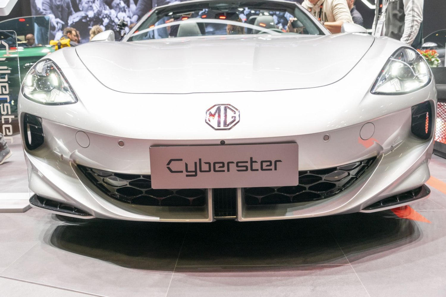 Front view with LED headlights and sleek aerodynamic bumper