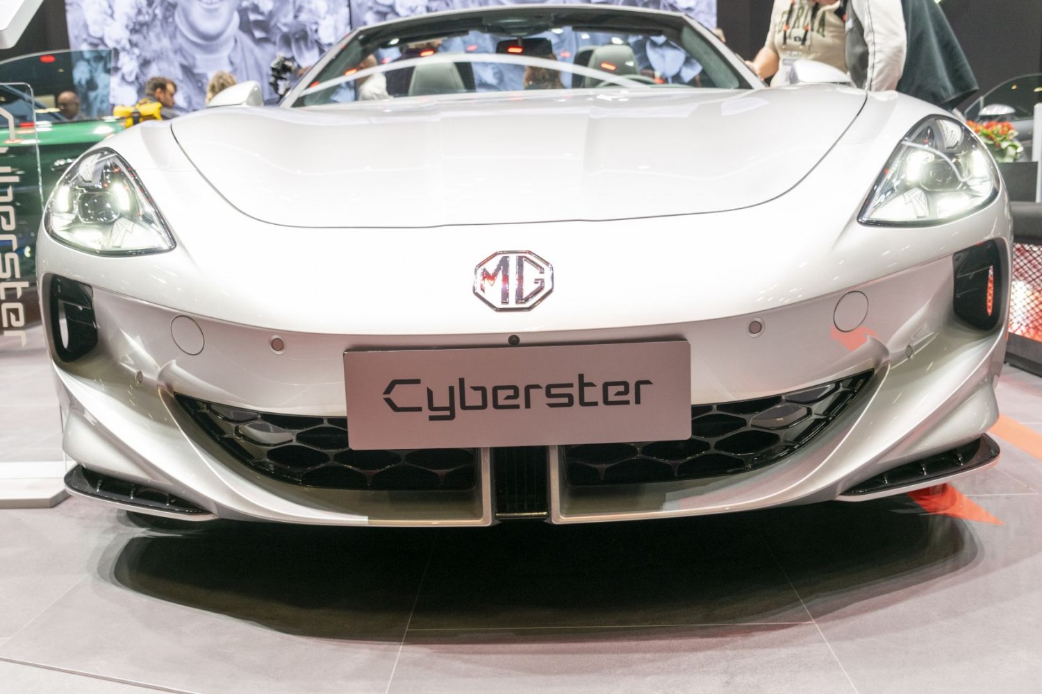 Front view with aerodynamic headlights and aggressive grille