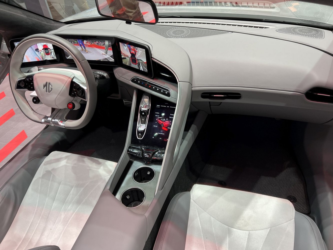 Digital dashboard and touchscreen center console with modern steering wheel