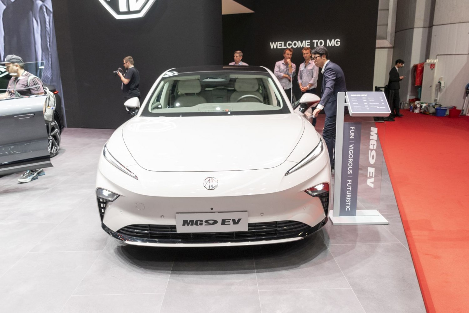 Sleek front view with LED headlights and aerodynamic grille design.