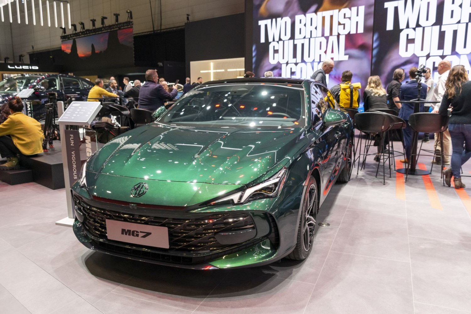 Front view with large grille and sharp LED headlights