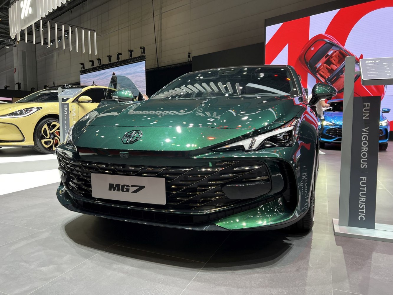 Sharp LED headlights and bold black grille at the front
