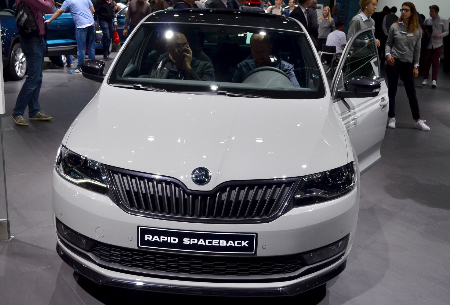 Front view of a car with distinctive grille and headlights