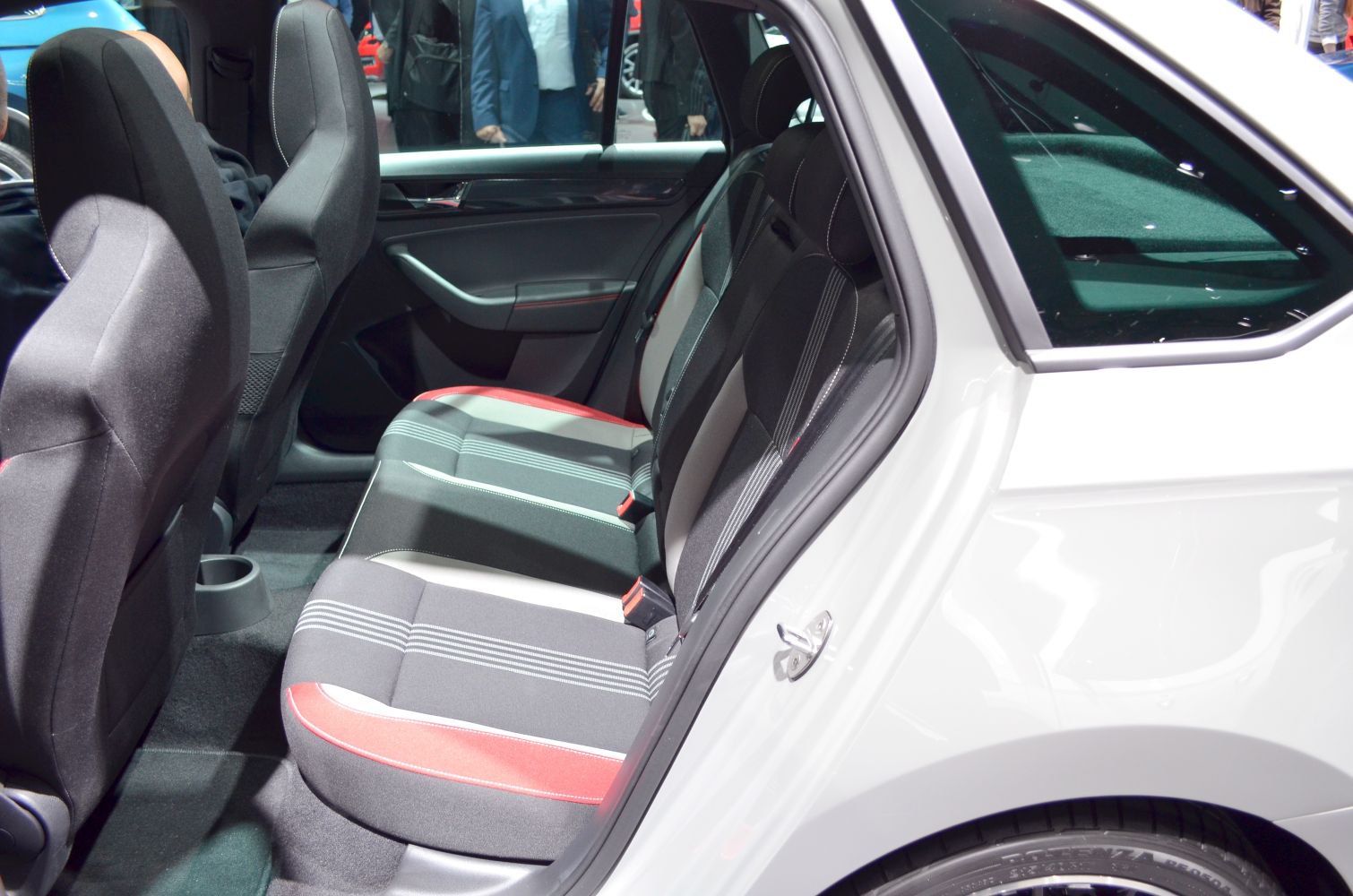 Rear passenger seat interior with stylish upholstery and spacious layout