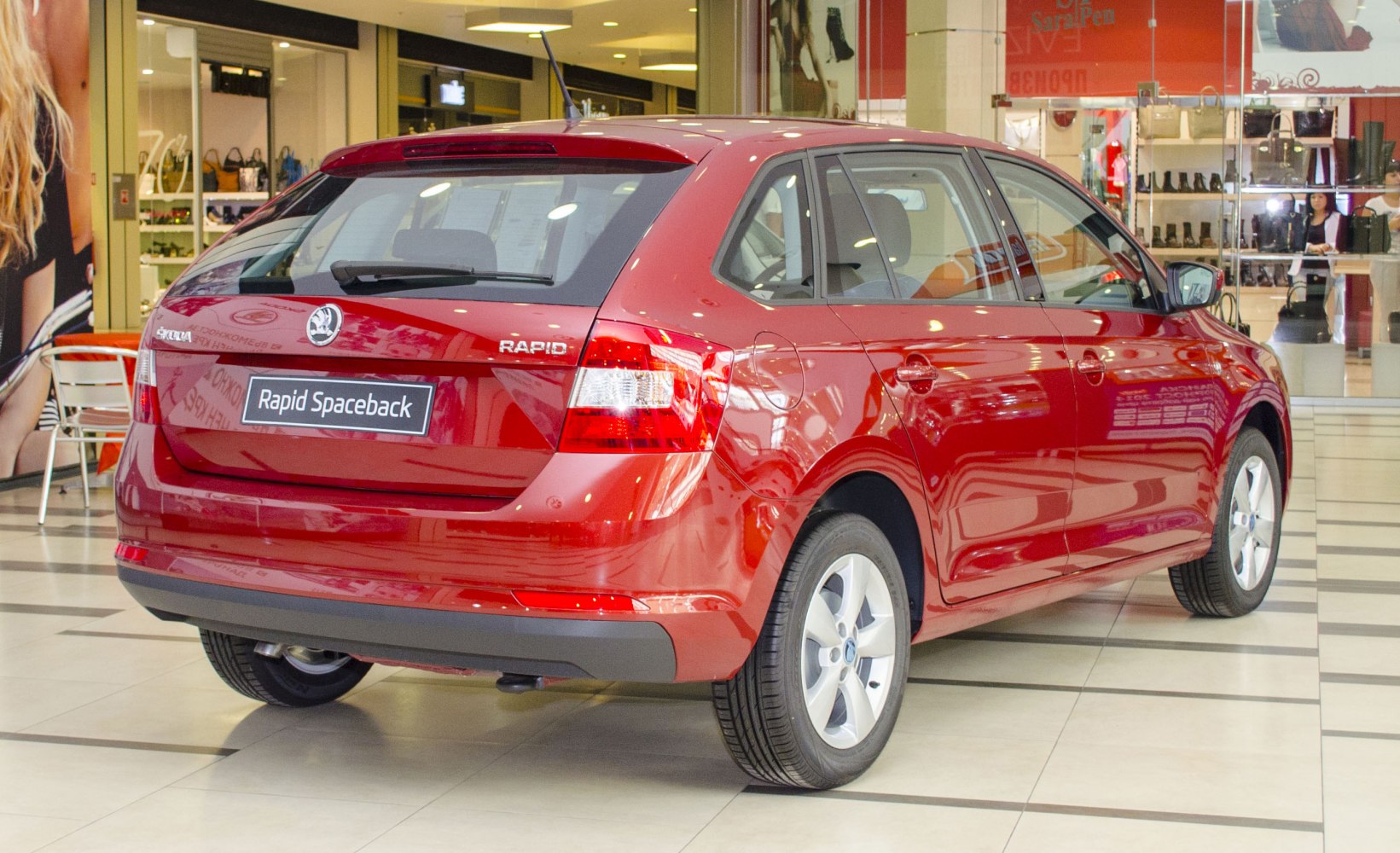 Rear hatchback view with taillights and five-door design