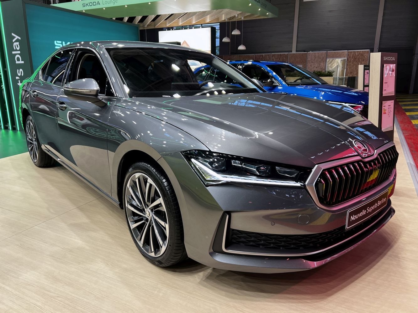 Front view showcasing sleek grille and LED headlights