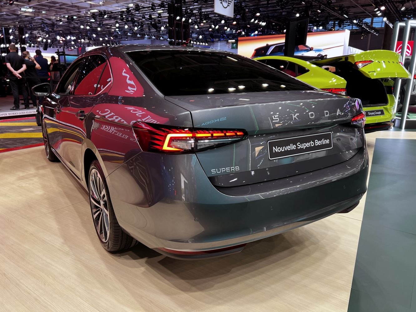 Rear view of sedan with LED taillights and sleek modern design