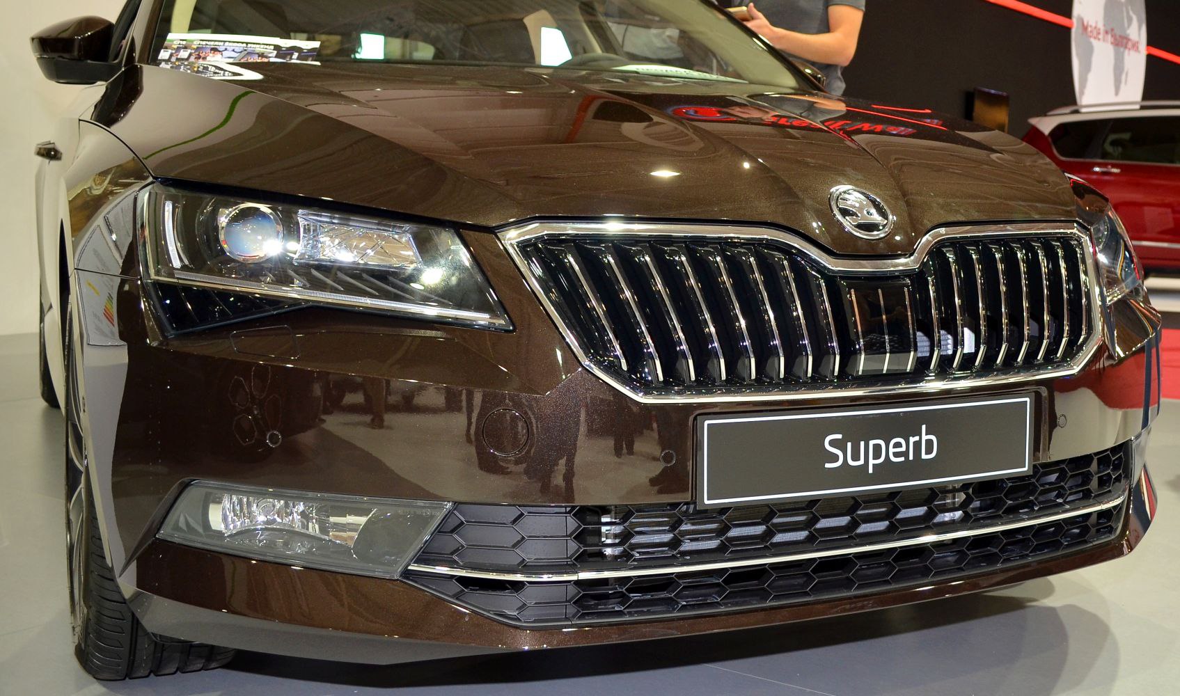 Front grille and headlights of a modern sedan