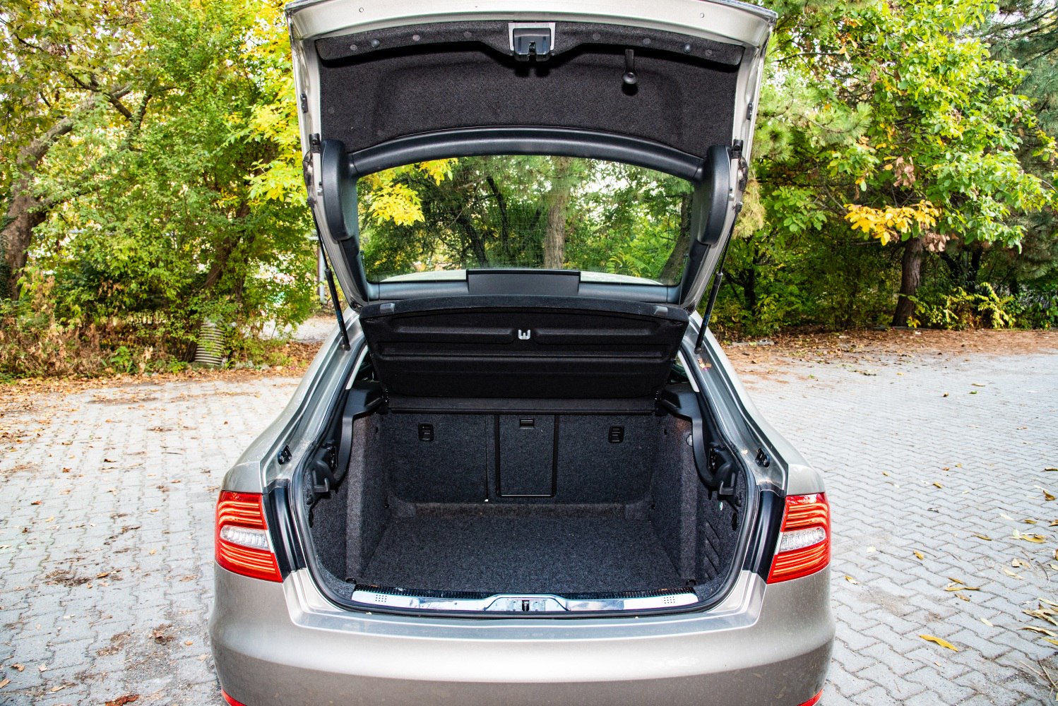 Open spacious car trunk with practical cargo space