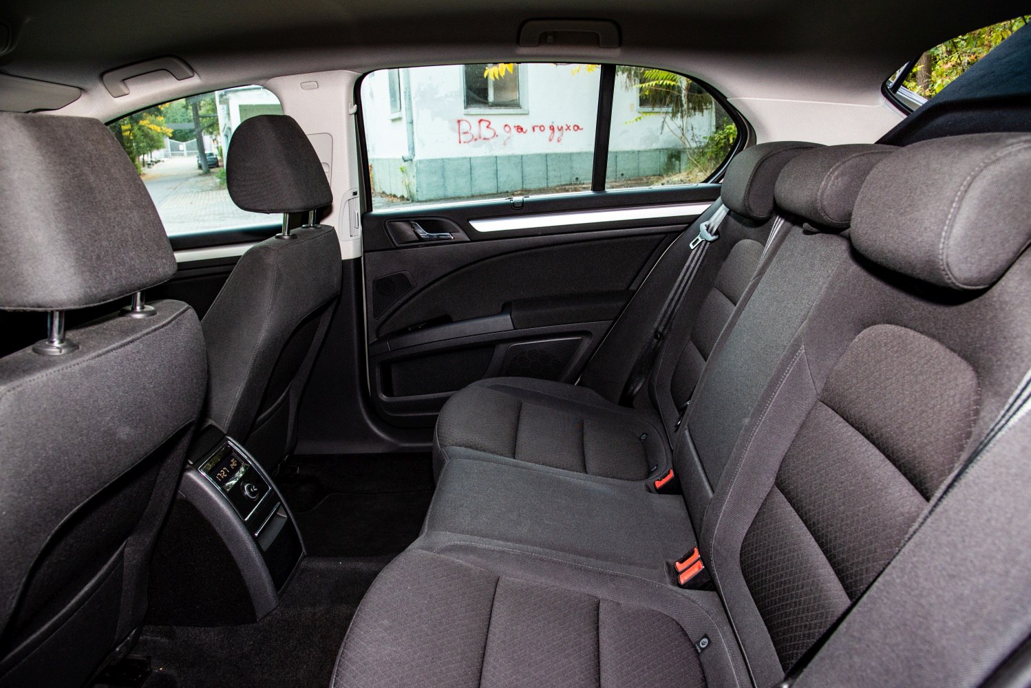 Spacious rear seating with comfort features and fabric upholstery