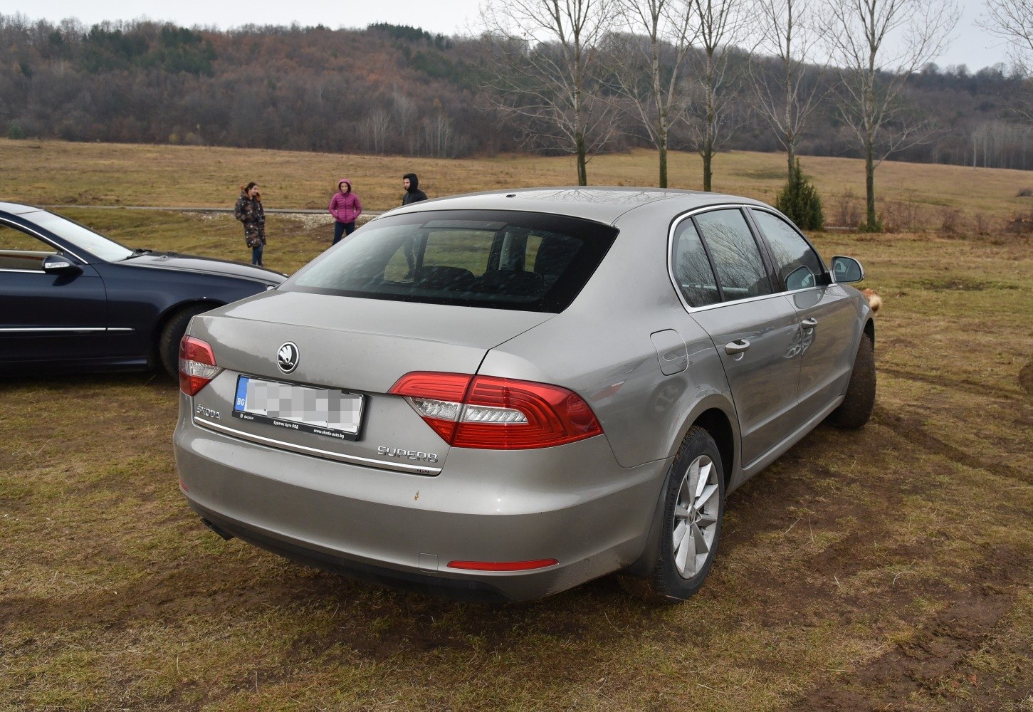 Silver sedan rear view with alloy wheels and modern tail lights