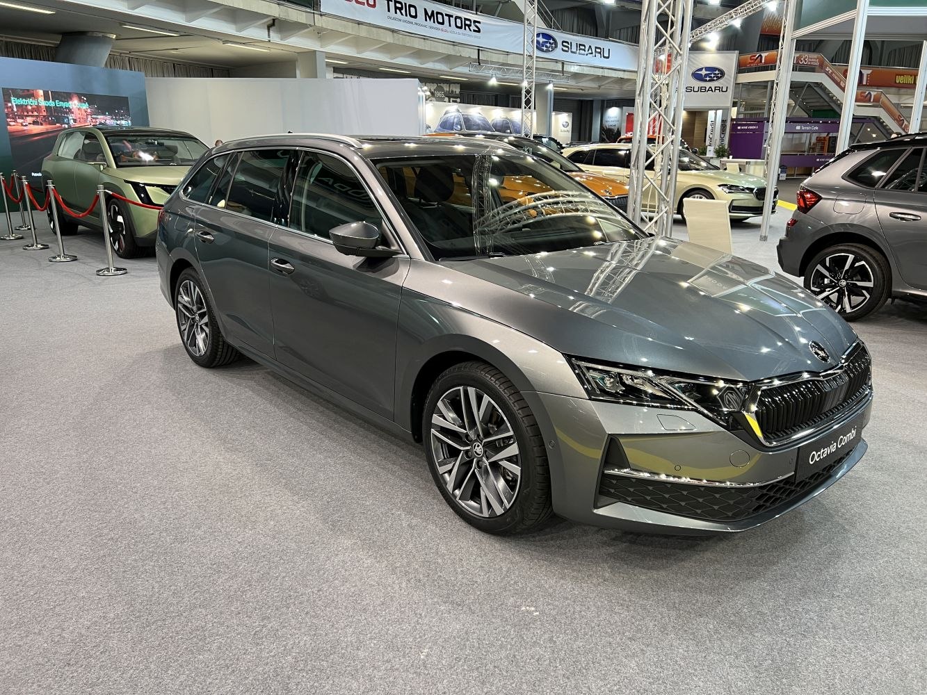 Sleek modern wagon with sharp LED headlights and distinctive front grille