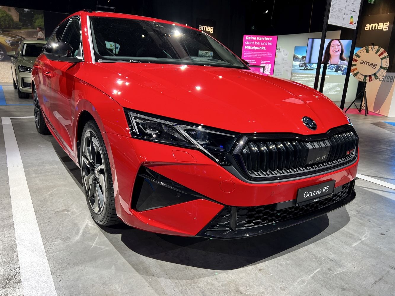 Sleek front fascia with black grille and angular LED headlights