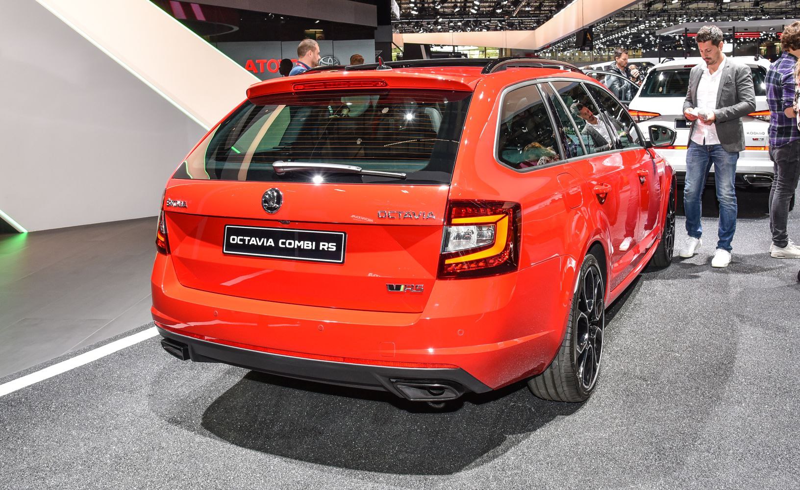 Rear view of a sporty station wagon with LED taillights and dual exhaust