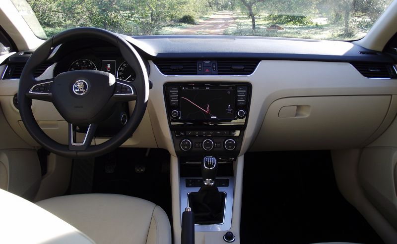 Dashboard and manual gear shift inside car interior