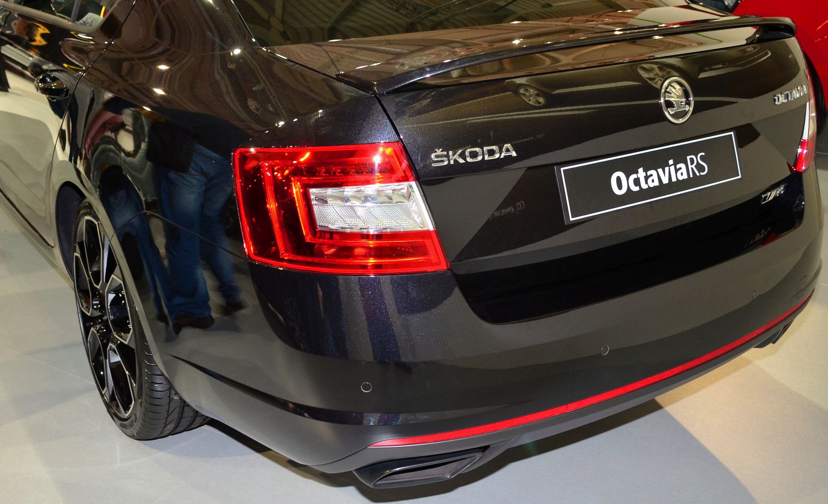 Rear view with LED tail lights and sporty dual exhausts