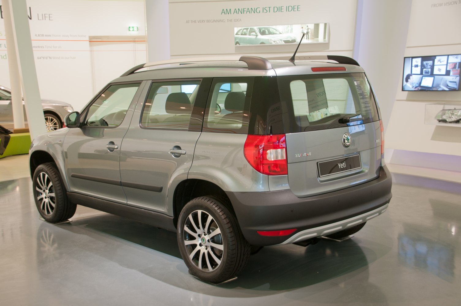Rear and side view of compact SUV with roof rails and alloy wheels