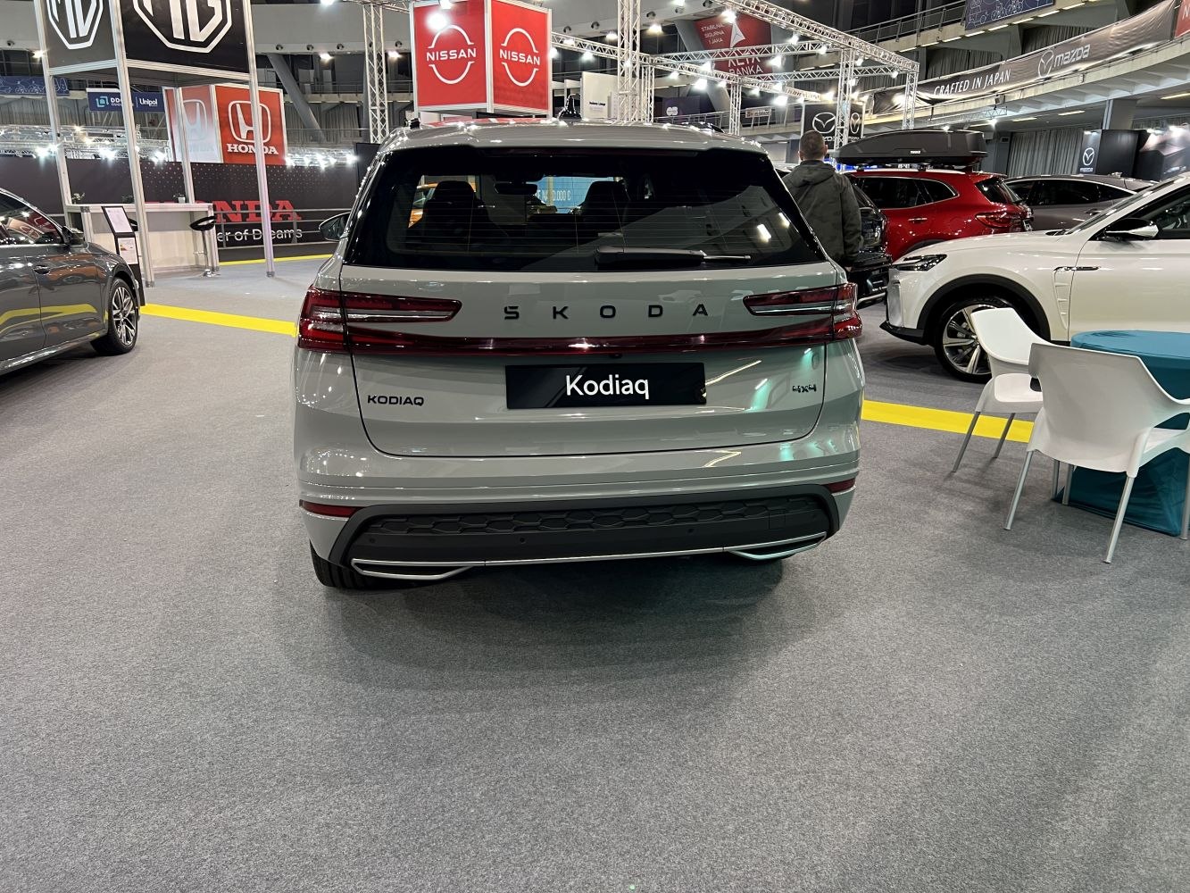 Rear view with distinctive rear LED lights and bumper design