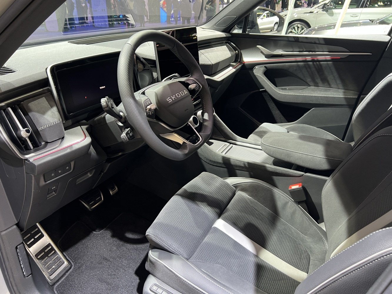 Digital dashboard and multifunction steering wheel in modern interior