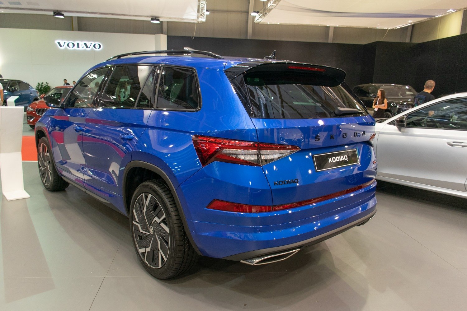 Blue SUV rear and side view with unique taillights and alloy wheels