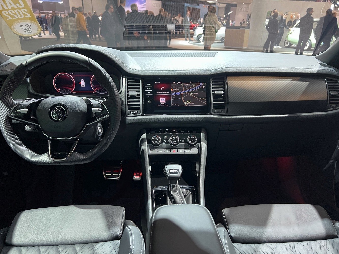 Interior dashboard with digital cluster and touchscreen infotainment system