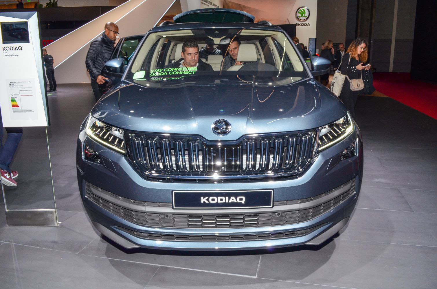 Front view with LED headlights and distinctive grille