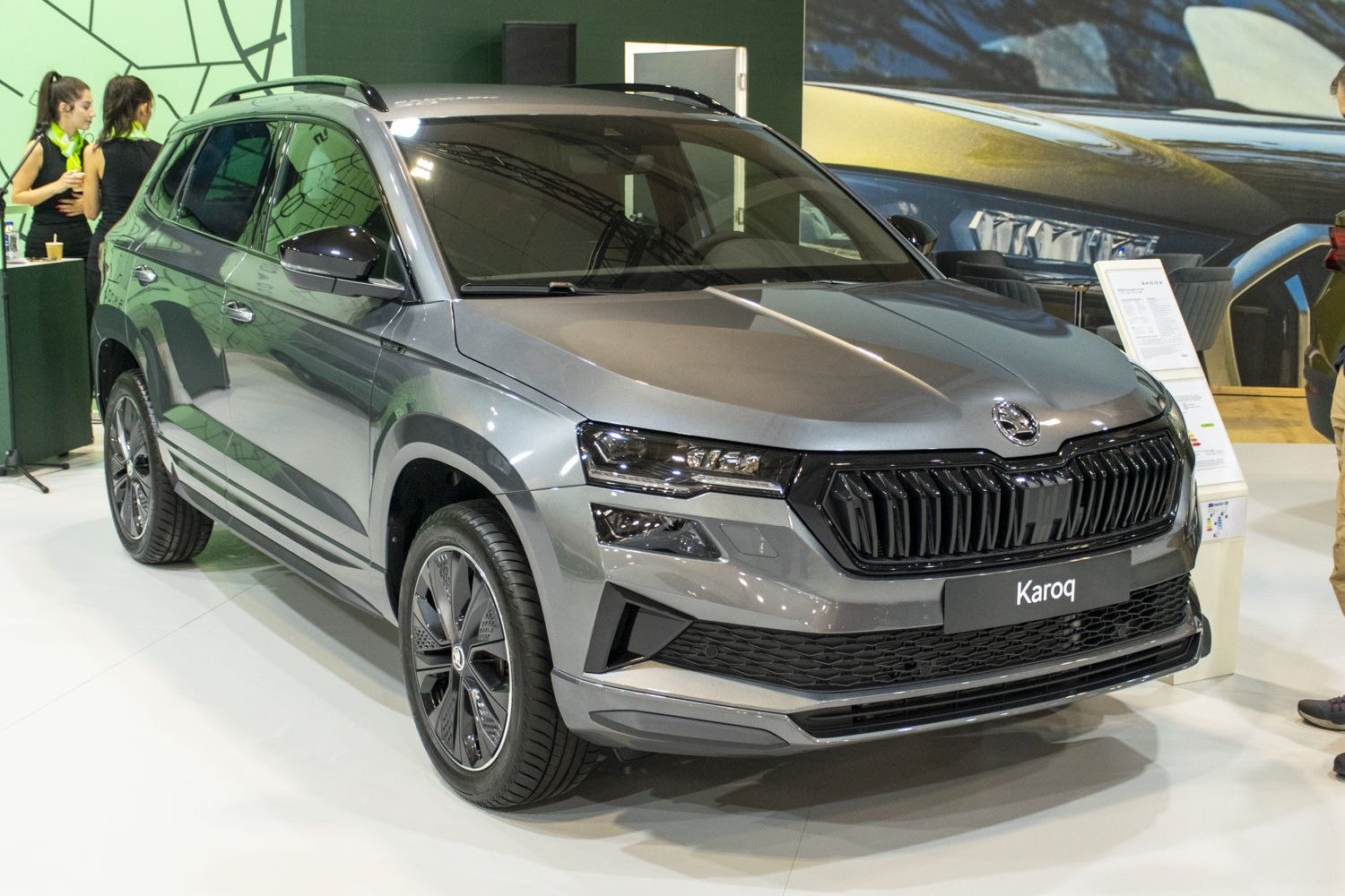 Front view with LED headlights and bold black grille