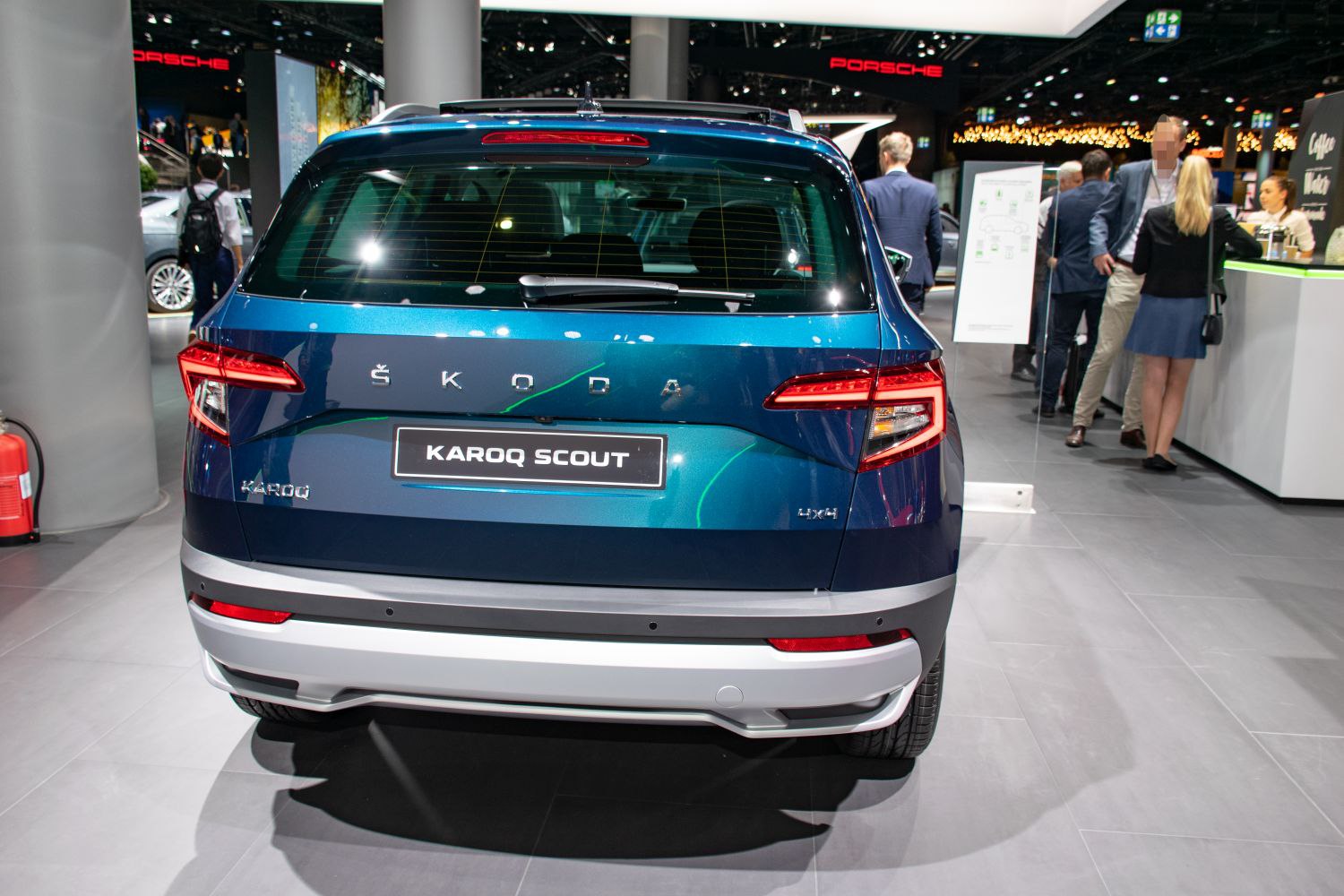 Rear view of SUV with distinct LED tail lights and ŠKODA lettering