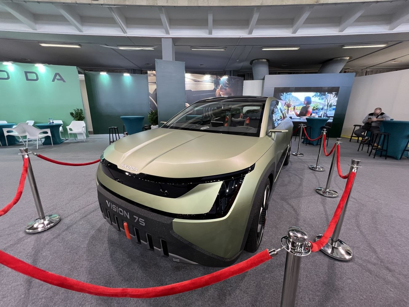 Futuristic front view with LED headlights and bold grille design