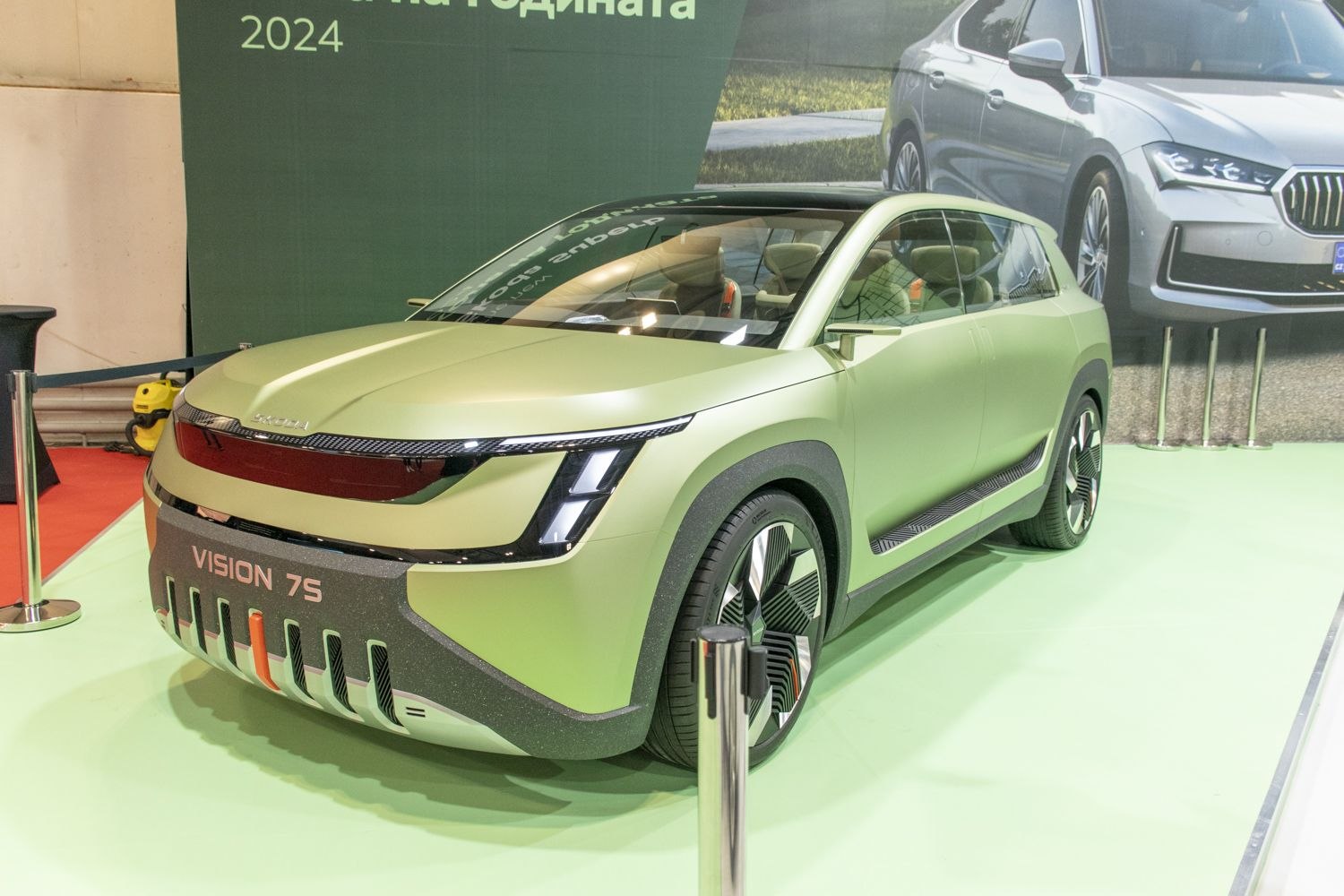 Futuristic front and side design with LED lights and aerodynamic wheels