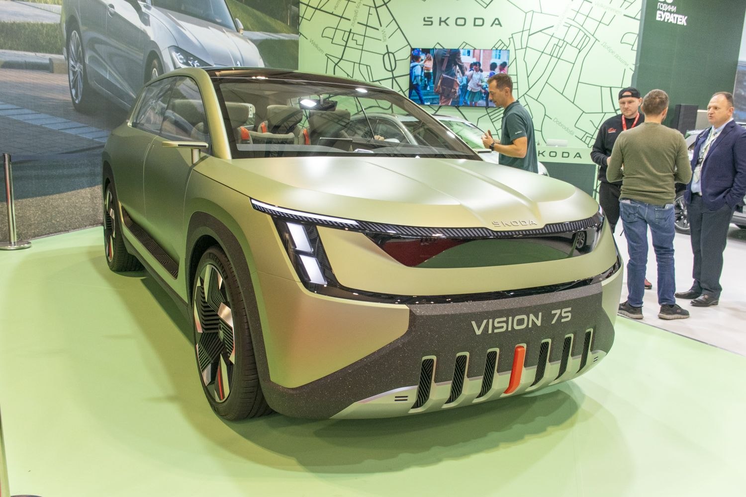 Futuristic SUV design with matte finish and distinctive LED lighting