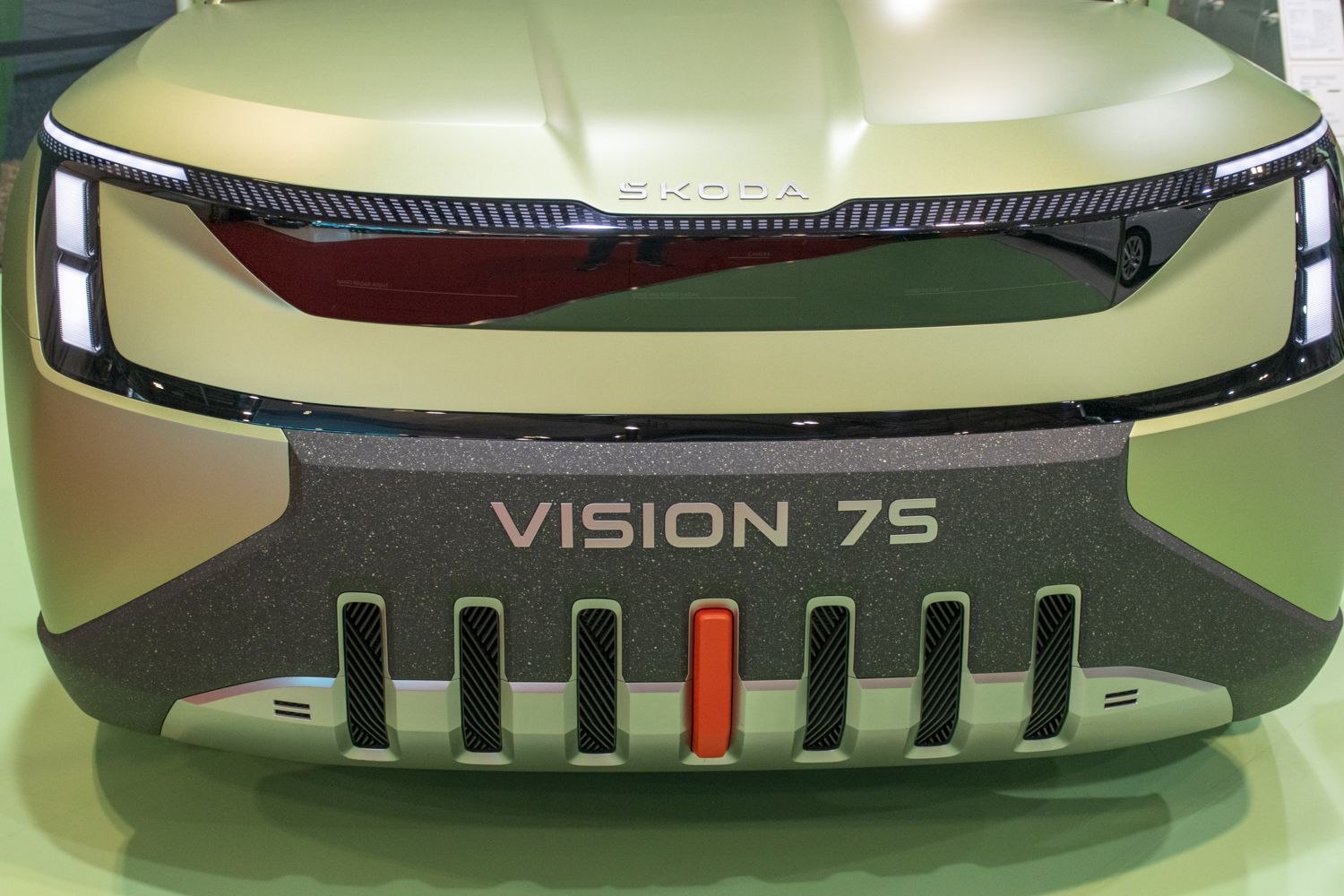 Futuristic front grille and LED headlights with unique bumper design