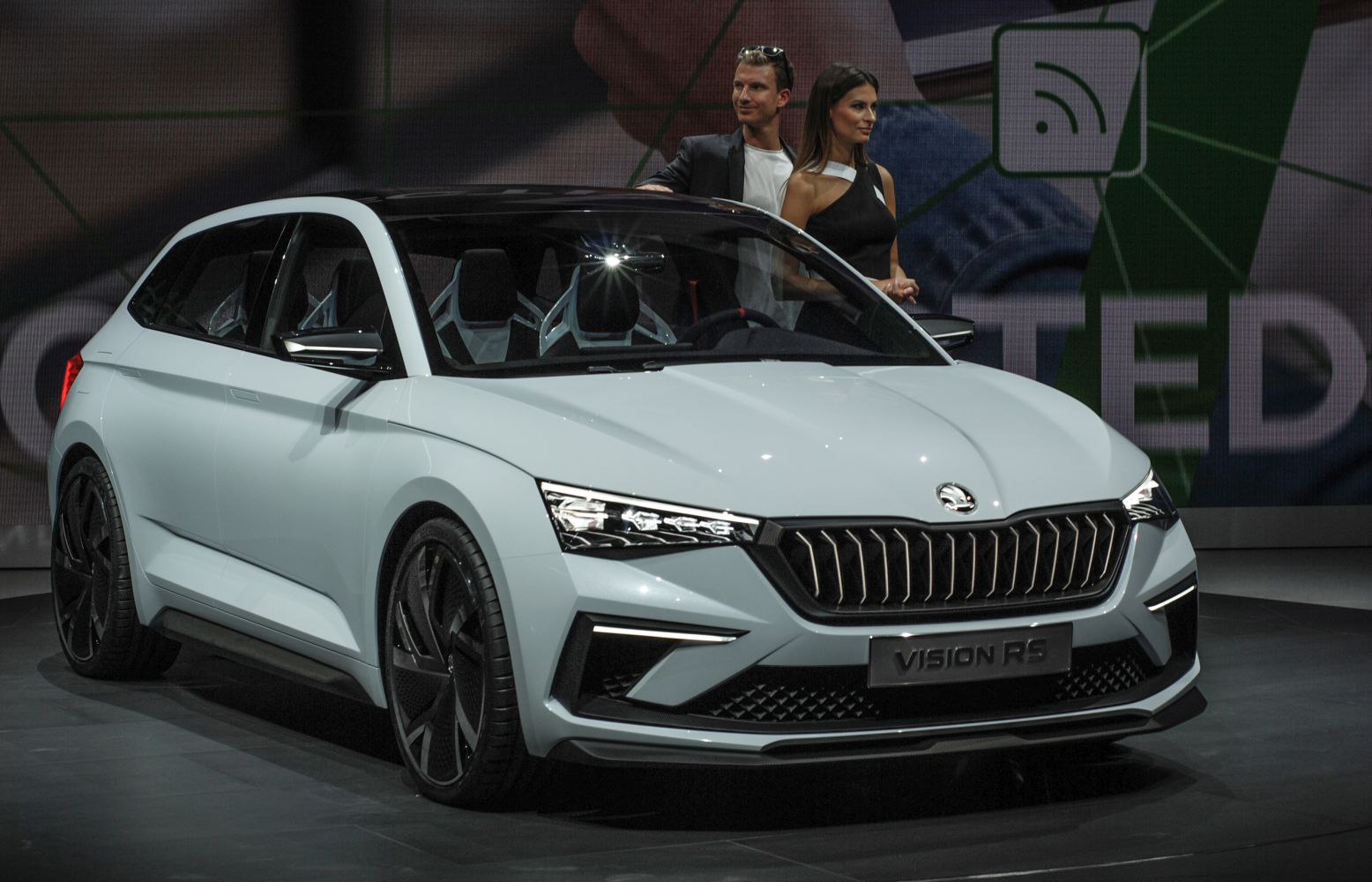 Modern hatchback with LED headlights and distinctive sharp front grille.
