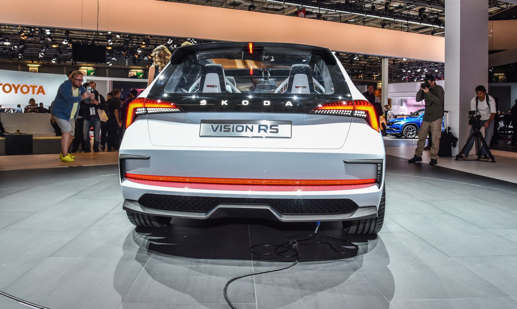 Rear view with taillights and sporty RS interior seats