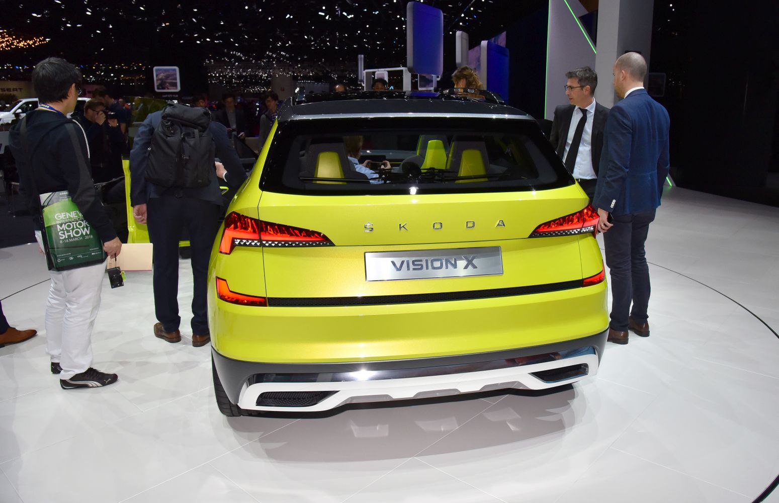 Rear view of hatchback with distinctive LED taillights