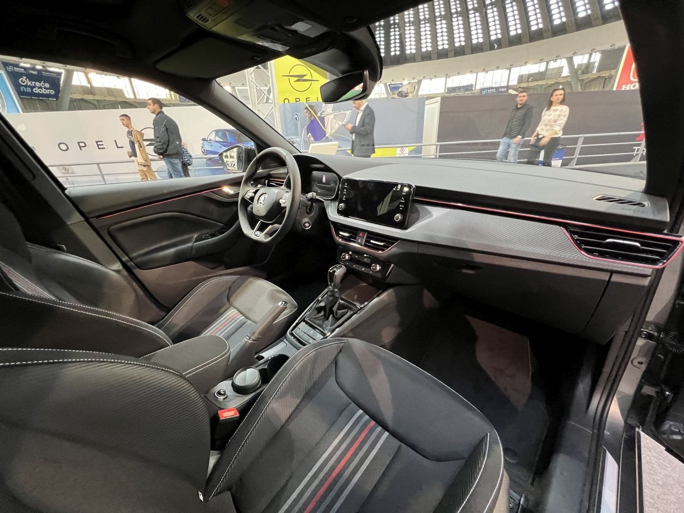 Digital instrument cluster and touchscreen display in modern car interior