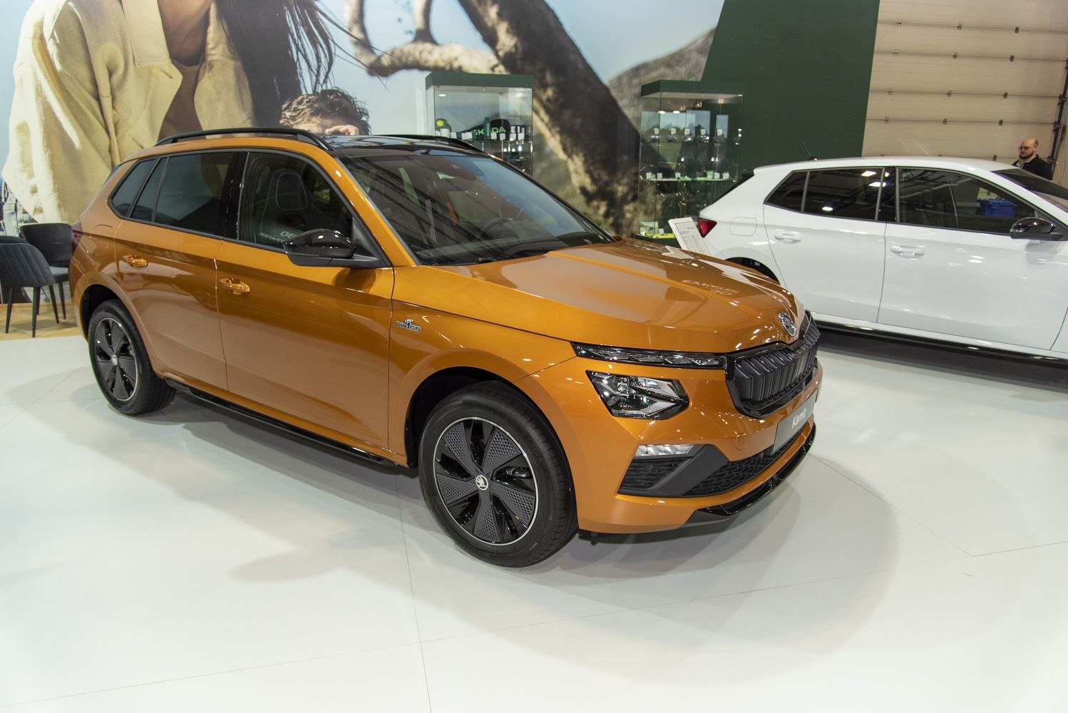 Front-side view of a compact SUV with LED headlights and aerodynamic wheels