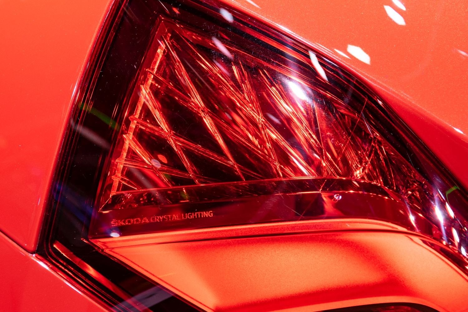 Close-up of Skoda Kamiq rear LED crystal tail light