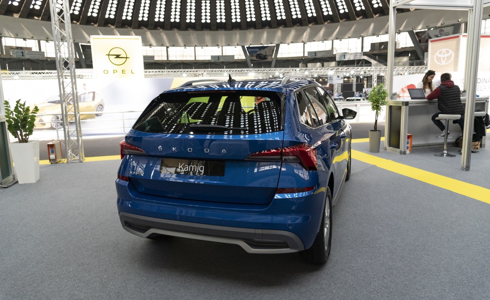 Rear view of compact SUV with distinctive taillights and roof rails