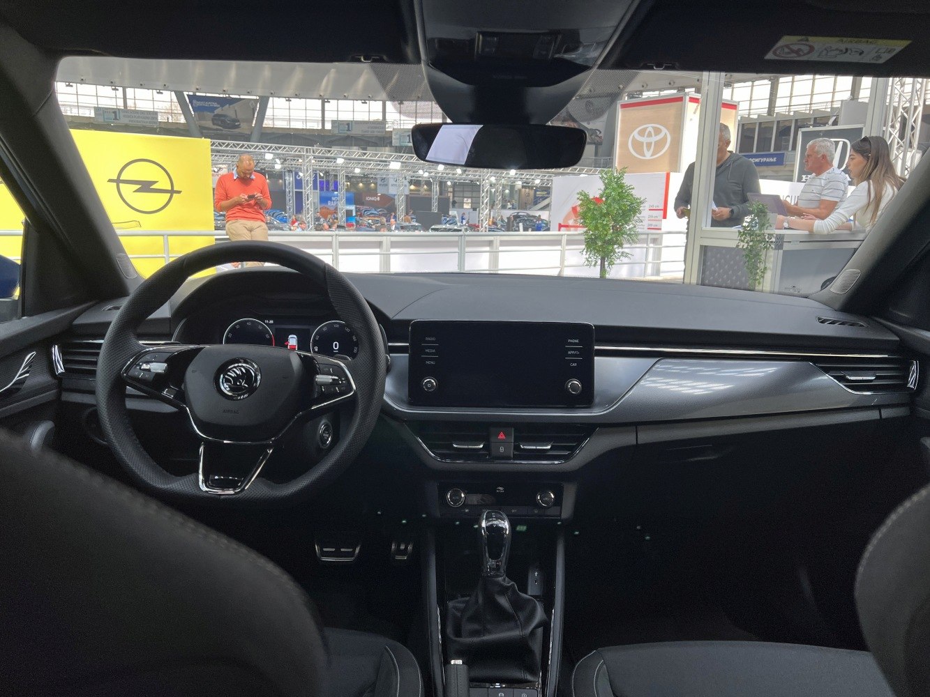 Dashboard with touchscreen and modern steering wheel