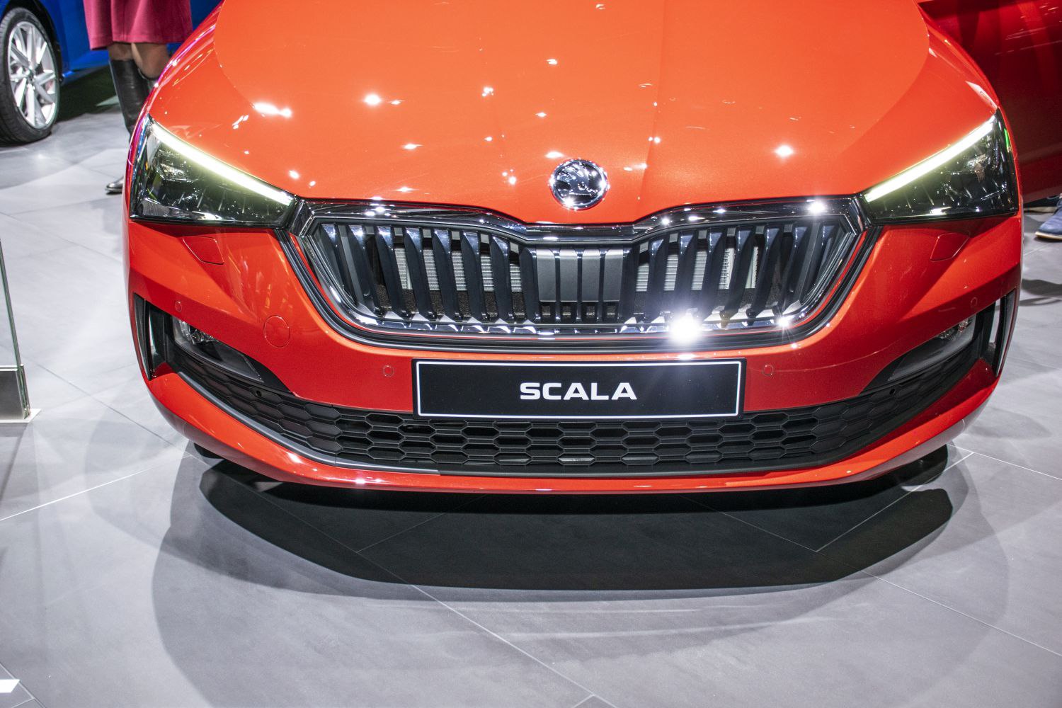 Front grille and LED headlights close-up