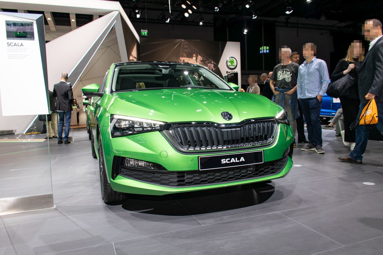 Sharp LED headlights and bold front grille with badge