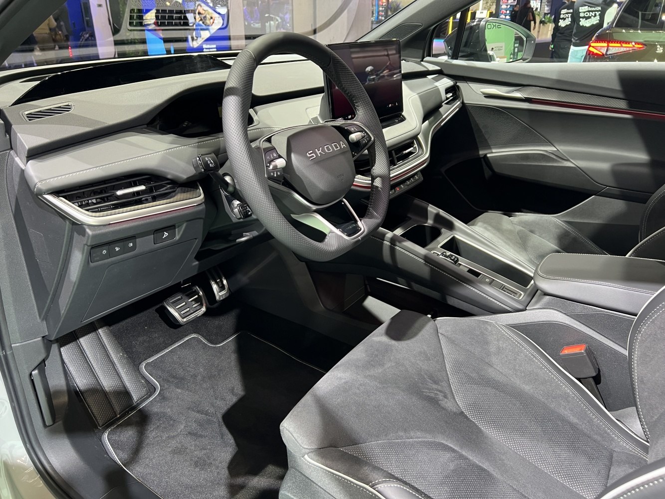 Interior dashboard with digital display and modern steering wheel