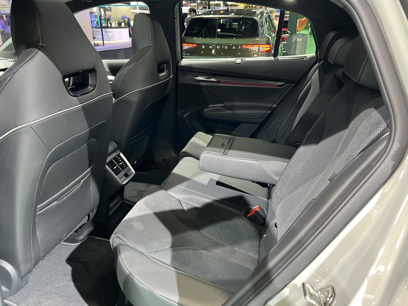 Rear seat interior with premium upholstery and rear air vents