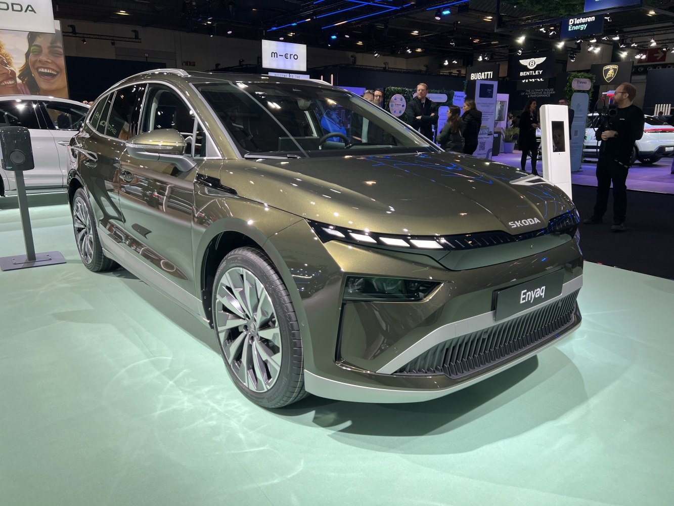 Sharp LED headlights and modern alloy wheels on an electric SUV.